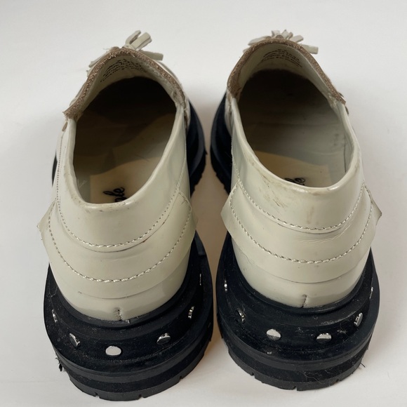 Free People Teagan Tassel Loafer antique ivory leather studded chunk women’s 8.5 - Picture 5 of 14